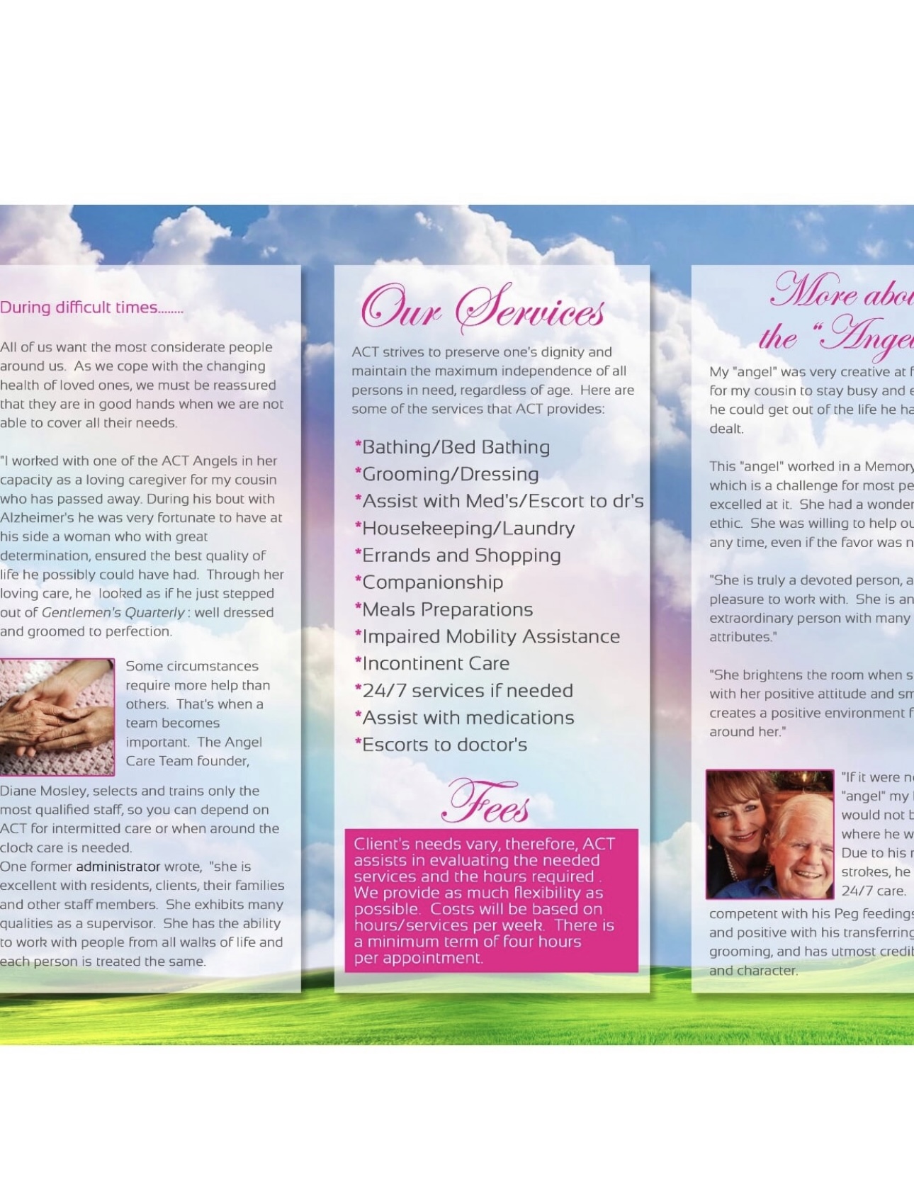 Inside panels of the Angel Care Team brochure