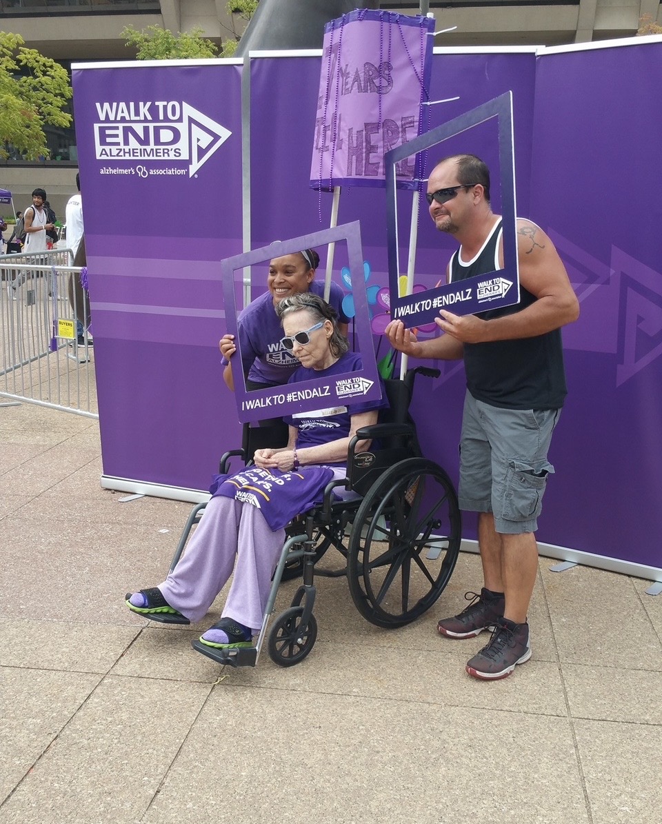 Participants at the 2024 Alzheimer’s Walk in purple