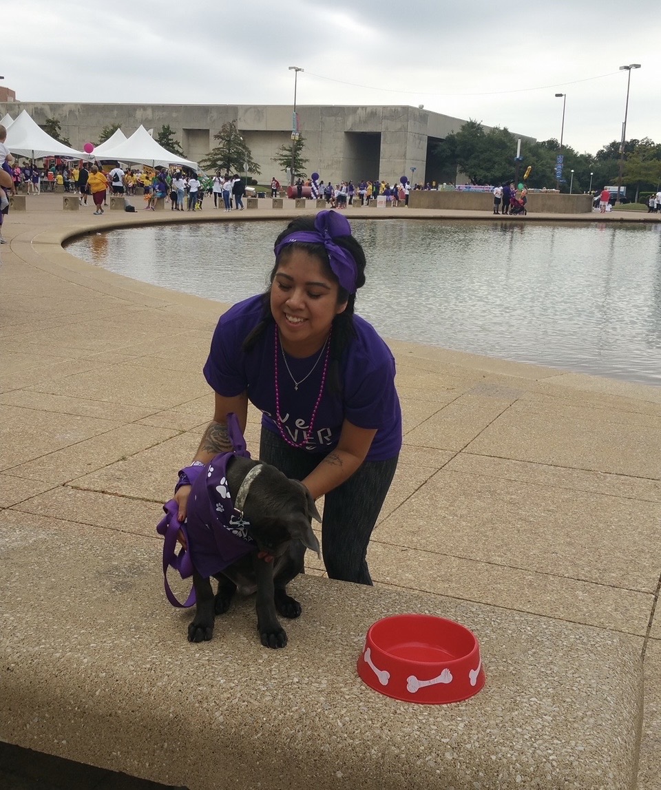 Community supporter and dog at the Alzheimer’s Walk